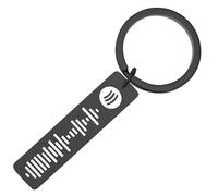 SingHao Keyring Gift,Laser Engraved Custom with Sp/otify Music Co/de Keychain with Tag,Music Lover Keychain Gifts,Key/chain,Keyring Gifts,Music Keyring,Keyrings with Box(Black)