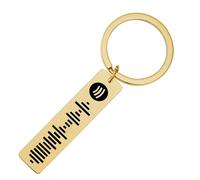 SingHao Keyring Gift,Laser Engraved Custom with Sp/otify Music Co/de Keychain with Tag,Music Lover Keychain Gifts,Key/chain,Keyring Gifts,Music Keyring,Keyrings with Box(Go/lden)