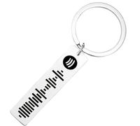SingHao Keyring Gift,Laser Engraved Custom with Sp/otify Music Co/de Keychain with Tag,Music Lover Keychain Gifts,Key/chain,Keyring Gifts,Music Keyring,Keyrings with Box(Si/lver)