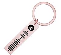 SingHao Keyring Gift,Laser Engraved Custom with Sp/otify Music Co/de Keychain with Tag,Music Lover Keychain Gift,Key/chain,Keyring Gifts,Music Keyring,Keyrings with Box(Go/lden Rose)