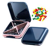 SingHao Portable 4-Compartment Pill Dispenser, Small Pill Case, Travel Pill Box, Moistureproof, Blue