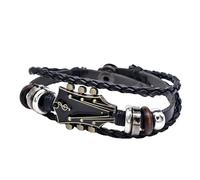 SingHao Punk Rock Guitar Bracelet for Men,M/ens Leather B/racelet,Guitar Leather Br/acelet,Guitar Bra/celet Men,L/eather Brac/elets for Women,Mens Le/ather Bracelets,Lea/ther Bracelet Man(Black)