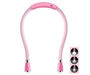 SingHong LED Neck Light, Book Light, Reading Lamp, USB-C Rechargeable, Hands Free, 4 LED Bulbs, 4 Adjustable Brightness, for Reading in Bed or Reading in Car Lamp (Pink)