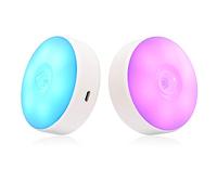 SingHong Motion Sensor LED Night Light, Kids Night Light, USB Rechargeable, 8 Lighting Colors, 3 Working Modes, for Bedroom, Hallway, Cabinet, Closet, Stairs, etc, Magnetic Stick Anywhere (2 Pack)