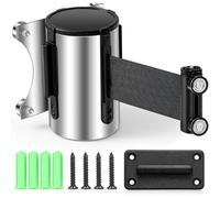 Singhoow 1 Pcs Retractable Belt Barrier Wall Mount Magnetic Retractable Wall Barrier with Stainless Steel Case Retractable Barrier Magnetic Retractable Barrier for Grocery Retail Store Stadium (Black)