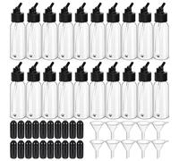 Singhoow 20 Set Airbrush Paint Bottles Jars 1.06 Ounce(30cc) Plastic Containers with Funnel Dual-action Siphon Suction Feed Airbrush Accessories Resealable for Storing Various Paints and Other Liquids