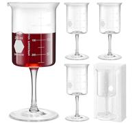 Singhoow 4 Pcs Laboratory Beaker Wine Glasses, 8.5 oz Chemistry Glasses Thick Glass for Wine Borosilicate Glass with Graduated Chemistry Glassware Science Christmas Gift