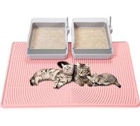 Singhoow 40"x 28" Extra Large Cat Litter Mat Waterproof Litter Box Mat Kitten Pet Trapping Rug Pad Easy to Clean Trapping Pad to Keep The Floor Clean for Multiple Pets Indoor Floor, Pink