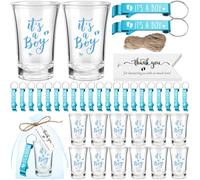 Singhoow 50 Sets Baby Shower Favors Shot Glasses Keychain Gift, Blue