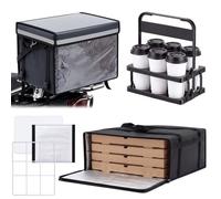 Singhoow Insulated Food Delivery Bag Set for Motorcycle Bike, Black, 62 L | Carry Rack with Internal Frame, Pizza Delivery Bag, Drink Carrier with Hard Bottom for Commercial Catering Grocery Deliver