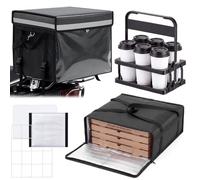Singhoow Insulated Food Delivery Bag Set for Motorcycle Bike, Black, 80 L | Carry Rack with Internal Frame, Pizza Delivery Bag, Drink Carrier with Hard Bottom for Commercial Catering Grocery Deliver