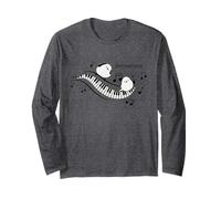Singing a Bird | Piano | Keyboard | Pianist | Wild Bird of Japan | White Bird of Hokkaido | Shimowaga Long Sleeve T-Shirt