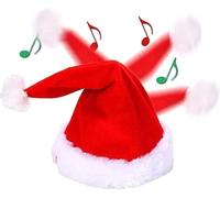 Singing and Dancing Electric Christmas Santa Hat for Adults Kids, Swing Musical Funny Toy Hat, Plush Velvet Christmas Cap in Traditional Red White Party Hat for Christmas New Year Party Supplies Xmas