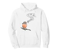 Singing bird music notes European robin bird watching Pullover Hoodie