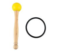 Singing Bowl Mallet with Wood Handle and Rubber Head, Percussion Stick for Crystal Singing Bowls, Clear Beautiful Sound Accessory with Rubber Ring, Ideal Replacement for Old Mallet (Yellow)
