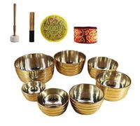 Singing Bowl Set, 7 Pieces Handmade Tibetan Chakra healing Singing Bowl for Meditation, 7 Chakras / 7 Bowls, Sleep Improvement, Depression Treatment, Yoga with Mallet & Cushion
