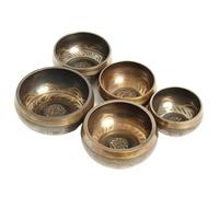 Singing Bowl Set Of 5Pc Silent Mind Copper Singing Bowl Hand Hammered Sound Healing Yoga Chanting Meditation Buddhism 8-11.5 Cm