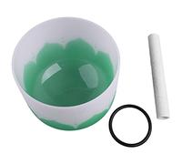 Singing Bowls Set, Sound Bowl Flower Pattern Matte Quartz Singing Bowl for Sound Healing Meditation (Green F Note