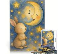 Singing Bunny And Moon Watercolor Jigsaw Puzzles for Teenagers 1000 Piece Strong Logic Toy Stress Release Clear Edge Classic Gift 50x75cm