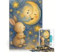 Singing Bunny And Moon Watercolor Jigsaws 1000 Pieces for Adults Mind Exercise Toy Stress Relief Design Assembly Elegant Gift 38x52cm