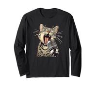 Singing Cat with Karaoke Mic Costume Long Sleeve T-Shirt