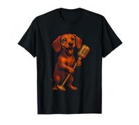 Singing Dachshund with Vintage Microphone T-Shirt