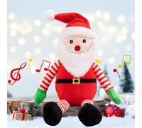 Singing Dancing Santa Claus Plush Toy with Light Up, 15.5'' Wriggle Singing Christmas Musical Doll, Record Learning to Talk Santa Claus Plush Doll Toy for Kids (santa claus)