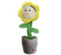 Singing Dancing Sunflower Talking Toy Musical What You Say Funny Speaking Interactive Toy Birthday for Kids, 14" AkJ059 (Light Yellow, 36X15CM)