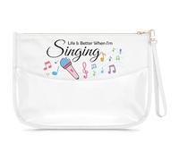 Singing Gifts for Girls Clear Makeup Bag Music Lover Gift Appreciation Present for Music Teacher Coach Cosmetic Bag Christmas Birthday Present for Daughter Sister Friend Musician Travel Pouch