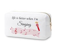 Singing Gifts for Girls Makeup Bag Music Lover Gift Singer Gifts for Women Daughter Sister Friend Singing Lover Gift Music Party Favors Cosmetic Pouch Music Teacher Appreciation Gift Musician Gifts