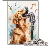 Singing Golden Retriever 1000 Piece Jigsaw Puzzles for Adults Gifts, Educational Games Home Decoration Birthday Present, Gifts, Wall Art (26x38cm)