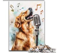 Singing Golden Retriever Adult Jigsaw Puzzles 1000, Suitable for Ages 14 And Up Family Fun It Is Ideal As A Gift for The Whole Family (50x75cm)