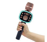 Singing Machine Carpool Karaoke for Kids & Adults, Carpool Karaoke The Mic 2.0 - Wireless & Bluetooth Karaoke Microphone with Voice Changing Sound Effects as White Elephant Gift - Rose Gold