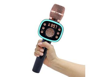 Singing Machine Carpool Karaoke for Kids & Adults, Carpool Karaoke The Mic 2.0 - Wireless & Bluetooth Karaoke Microphone with Voice Changing Sound Effects as White Elephant Gift - Rose Gold