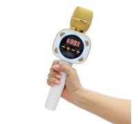 Singing Machine CPK545 Carpool Karaoke The Mic Bluetooth White Gold