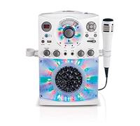 Singing Machine SML385UBK Bluetooth Karaoke System with LED Disco Lights, CD+G, USB and Microphone - White