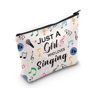 Singing Makeup Bag Just Girl Loves Singing Singer Gift Karaoke Singing Lover Music Lover Cosmetic Bag (Cotton, Loves Singing 3uk)