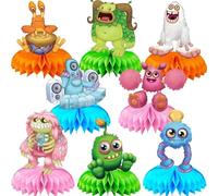 Singing Monsters Party Decorations Honeycomb Centerpiece,8Pieces Cake Toppers Table Centerpieces