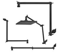 Singing Rain Shower Head Extension Arm, 16'' 304 Stainless Steel Extension Extra Long Extender With Locking Set Screw, Angle Height Adjustable, G1/2 Universal Connector Compatible (Matte Black)