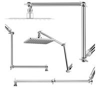 Singing Rain Shower Head Extension Arm, 16'' Solid Brass Extension Extra Long Extender with Locking Set Screw, Rise or Lower Angle Height Adjustable, G1/2 Universal Connector Compatible (Chrome)