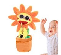 Singing Sunflower Plush Toy - Luminous Repeating Talking Dancing Music Figure Interactive Animated Soft Cushion | Funny Party Gifts for Kids Toddlers Kids Ba