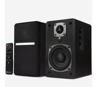 SINGING WOOD BT27 Active Powered Bluetooth Bookshelf Speakers with Built-in Control & Remote - Studio Monitor with 2 Auxiliary Line Input - 54 Watts RMS (Black)
