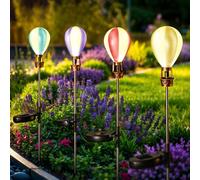 Singingarden Solar Pathway Lights Outdoor - Hot Air Balloon Solar Lights Outdoor Waterproof for Outside Patio Pathway Garden Yard Path Walkway Fence Lawn Decor,4 Pack