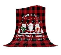 Singingin Christmas Gnome Blanket Soft Flannel Fleece This is My Christmas Movie Watching Blanket Xmas Tree Red Black Buffalo Check Throw Blanket Cozy Fuzzy Plush Blankets for Couch Sofa 50x60inch