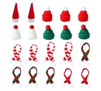 SingingWang 20pcs Mini Santa Hat and Scarf, 3 x 3 x 5 cm, Mini Santa Hat, Christmas Hat, Small Christmas Decoration, Elf, Elf