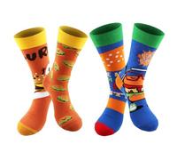 SingingWang Women's Thermal Socks, Men's Humour Socks, Funny Socks, Happy Socks, Novelty Thermal Socks for Children and Adults, Fun Designs, Burger, 9 ans