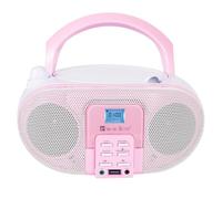 SingingWood GC01 Macarons Series Portable CD Player Boombox with AM FM, Bluetooth, USB Stereo Radio Kids CD Player LCD Display, Front Aux-in Port Headphone Jack, Supported AC or Battery Powered -Rose
