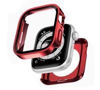 Singiuzoo 2 in 1 Waterproof Case for Apple Watch Series 10 42mm, Straight Edge PC Front & Back Bumper with Tempered Glass Screen Protector 360 Protective Cover for iWatch (42mm, Red)