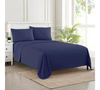 (Single) 100% Egyptian Cotton Flat Sheets Navy Blue Hotel Quality Flat Bedsheets