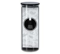 (Single 1050ml Jar) Clear Glass Cylinder Storage Jars With Black Lid